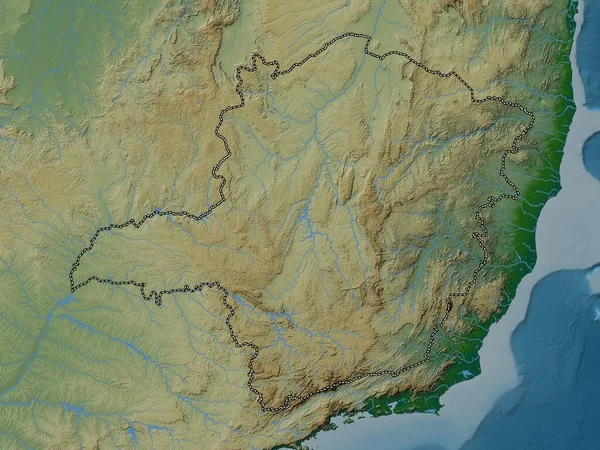 Минас Жерайс Штат Бразилия Цветная Карта Высот Озерами Реками — стоковое фото