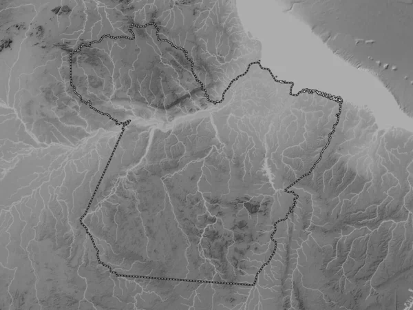 Para, state of Brazil. Grayscale elevation map with lakes and rivers