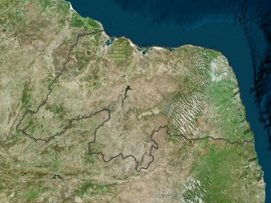 Rio Grande do Norte, Brezilya eyaleti. Yüksek çözünürlüklü uydu haritası