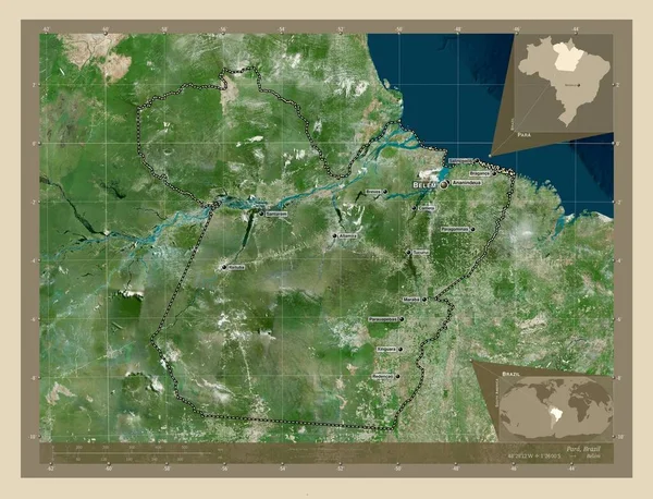 Пара Штат Бразилия Спутниковая Карта Высокого Разрешения Места Названия Крупных — стоковое фото