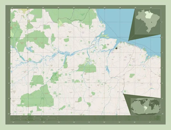 Пара Штат Бразилия Карта Улиц Вспомогательные Карты Расположения Углов — стоковое фото