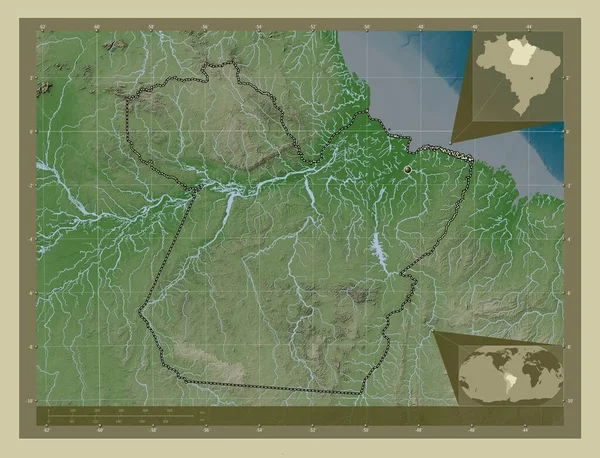 Пара Штат Бразилія Висота Карти Забарвлена Вікі Стилі Озерами Річками — стокове фото