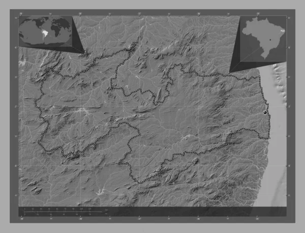 Paraíba Estado Brasil Bilevel Mapa Elevação Com Lagos Rios Mapa — Fotografia de Stock