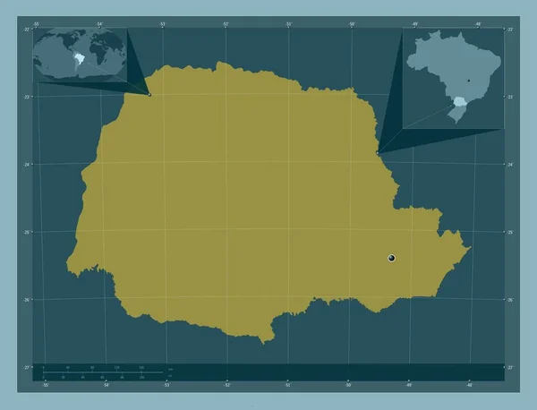 Parana Stato Del Brasile Forma Tinta Unita Mappa Della Posizione — Foto Stock