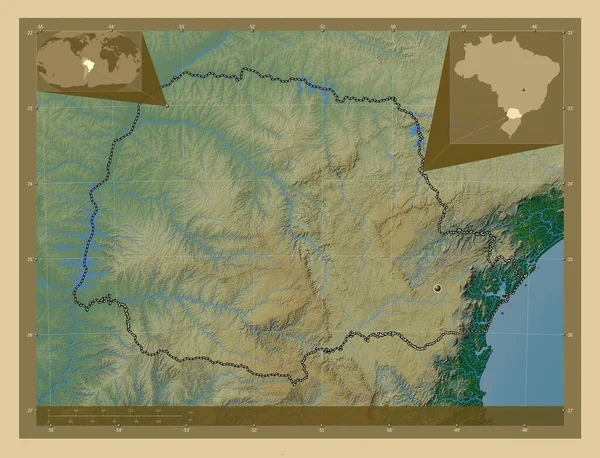 Parana Stát Brazílie Barevná Mapa Jezery Řekami Pomocné Mapy Polohy — Stock fotografie
