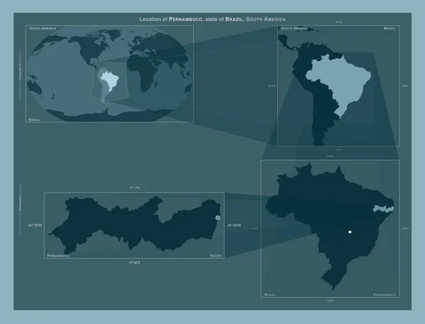 Pernambuco Estado Brasil Diagrama Que Muestra Ubicación Región Mapas Gran —  Fotos de Stock