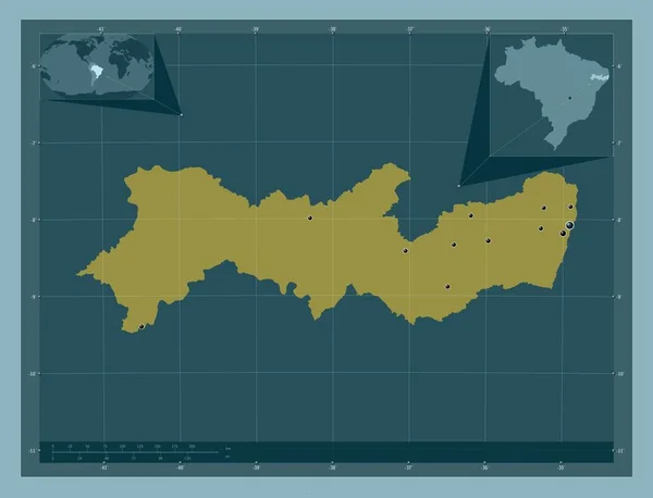 Pernambuco Stato Del Brasile Forma Tinta Unita Località Delle Principali — Foto Stock