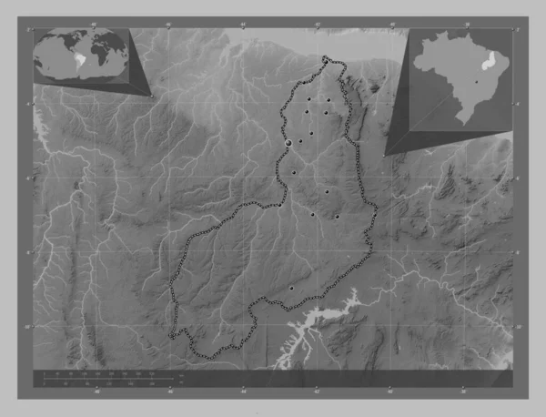 Piaui Stát Brazílie Výškové Mapy Jezery Řekami Umístění Velkých Měst — Stock fotografie