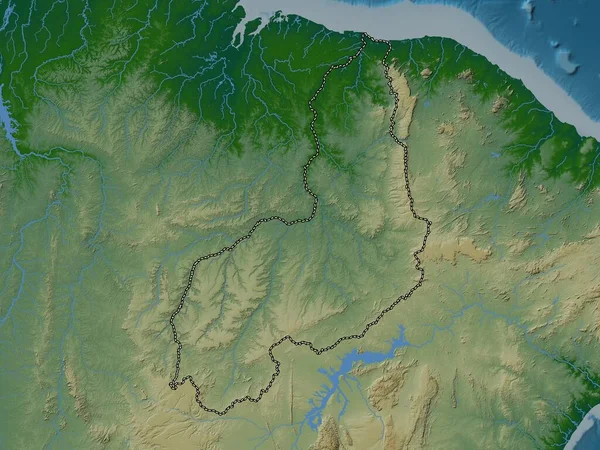 Яуї Штат Бразилія Кольорові Карти Висот Озерами Річками — стокове фото