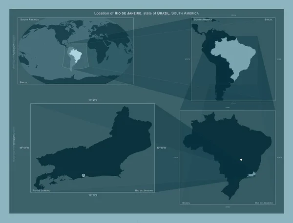 Río Janeiro Estado Brasil Diagrama Que Muestra Ubicación Región Mapas —  Fotos de Stock