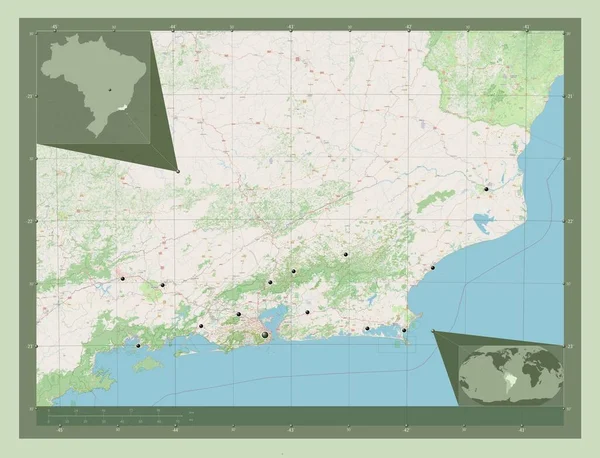 Rio Janeiro Bundesstaat Brasilien Open Street Map Standorte Der Wichtigsten — Stockfoto