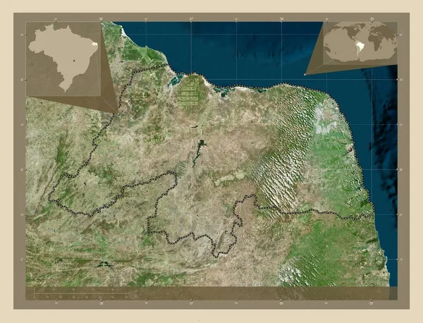 Rio Grande Norte Estado Brasil Mapa Satelital Alta Resolución Mapas — Foto de Stock