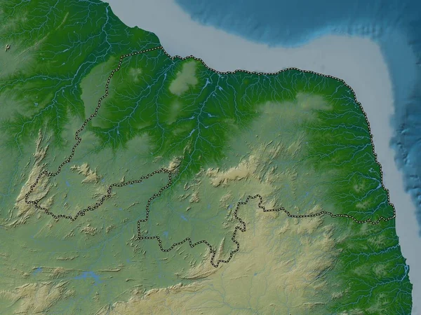Rio Grande Norte Stato Del Brasile Mappa Elevazione Colorata Con — Foto Stock