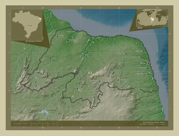 Rio Grande Norte State Brazil Elevation Map Colored Wiki Style — Stock Photo, Image