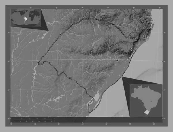 Rio Grande Sul Estado Brasil Bilevel Mapa Elevação Com Lagos — Fotografia de Stock