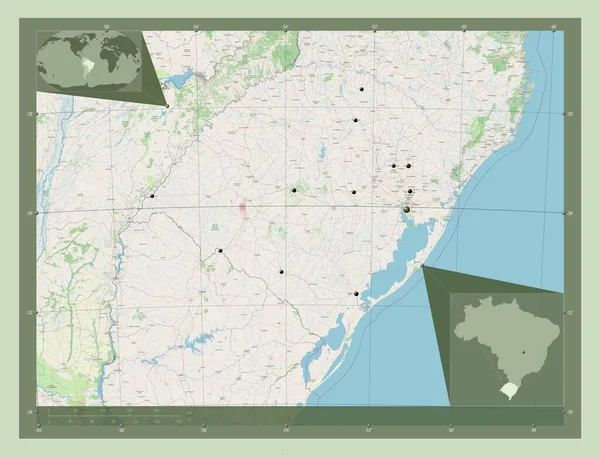 Rio Grande Sul Πολιτεία Της Βραζιλίας Χάρτης Του Δρόμου Τοποθεσίες — Φωτογραφία Αρχείου