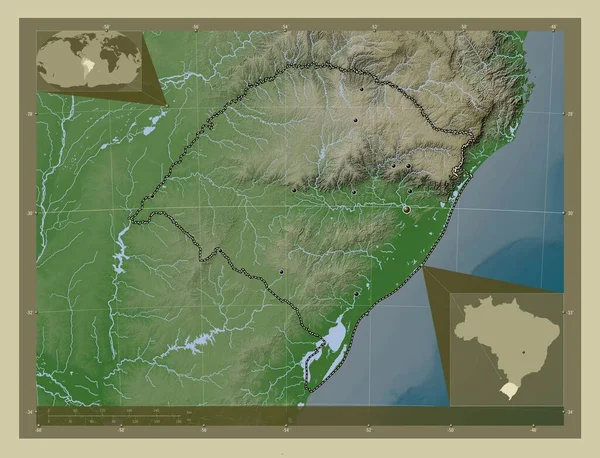 Rio Grande Sul Штат Бразилия Карта Высоты Окрашенная Вики Стиле — стоковое фото