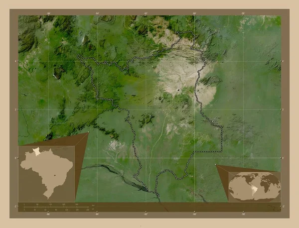 Roraima Estado Brasil Mapa Satélite Baixa Resolução Locais Das Principais — Fotografia de Stock