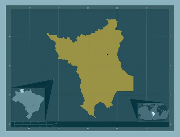 Ροράιμα Πολιτεία Της Βραζιλίας Ατόφιο Χρώμα Γωνιακοί Χάρτες Βοηθητικής Θέσης — Φωτογραφία Αρχείου