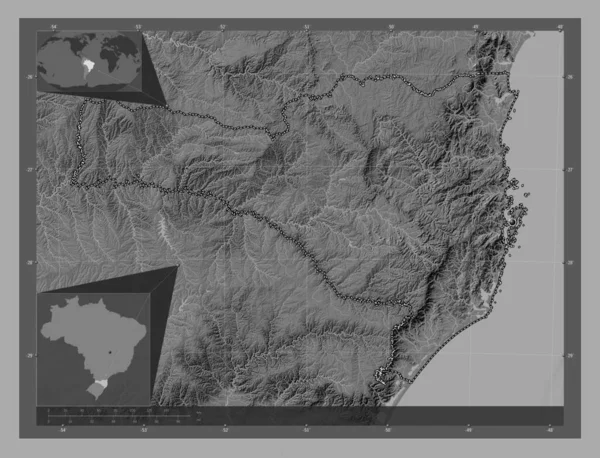 Santa Catarina Estado Brasil Mapa Elevación Bilevel Con Lagos Ríos —  Fotos de Stock