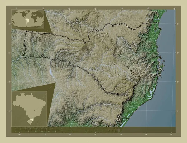 Santa Catarina Estado Brasil Mapa Elevação Colorido Estilo Wiki Com — Fotografia de Stock