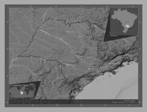 Σάο Πάολο Πολιτεία Της Βραζιλίας Bilevel Υψομετρικός Χάρτης Λίμνες Και — Φωτογραφία Αρχείου