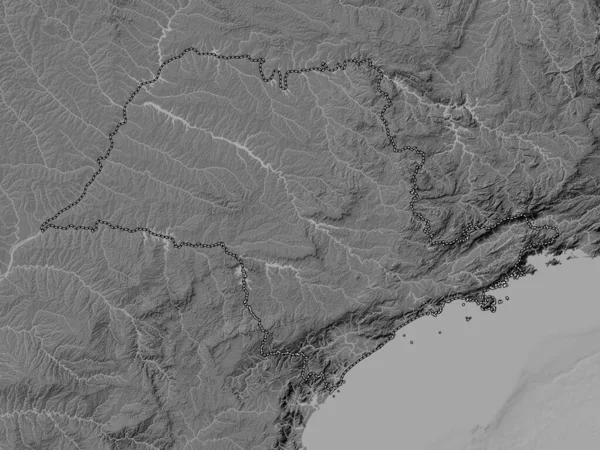Sao Paulo Stan Brazylia Dwupoziomowa Mapa Wysokości Jeziorami Rzekami — Zdjęcie stockowe