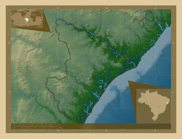 Сержипи Штат Бразилия Цветная Карта Высоты Озерами Реками Места Расположения — стоковое фото