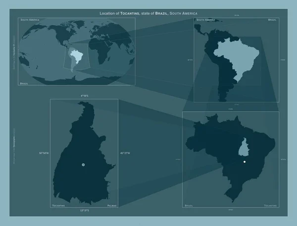 Tocantins Estado Brasil Diagrama Que Muestra Ubicación Región Mapas Gran —  Fotos de Stock
