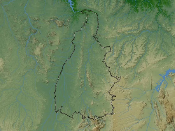 Tocantins Estado Brasil Mapa Elevación Colores Con Lagos Ríos —  Fotos de Stock