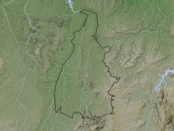 Токантинс Штат Бразилия Карта Высот Окрашенная Вики Стиле Озерами Реками — стоковое фото