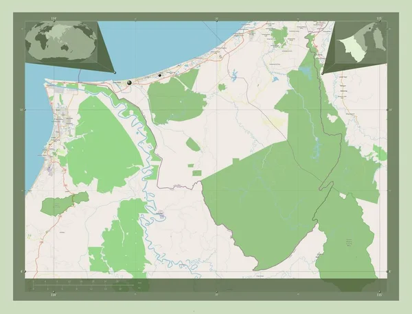 Belait Distretto Del Brunei Mappa Stradale Aperta Località Delle Principali — Foto Stock