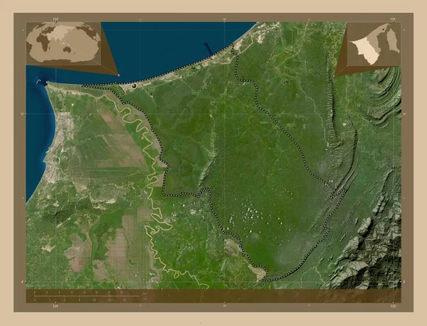 Belait District Brunei Low Resolution Satellite Map Corner Auxiliary Location — Stock Photo, Image