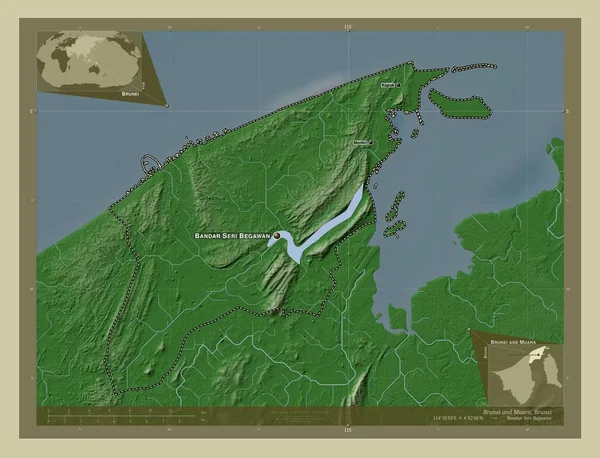 Μπρουνέι Και Μουάρα Περιφέρεια Μπρουνέι Υψόμετρο Χάρτη Χρωματισμένο Στυλ Wiki — Φωτογραφία Αρχείου
