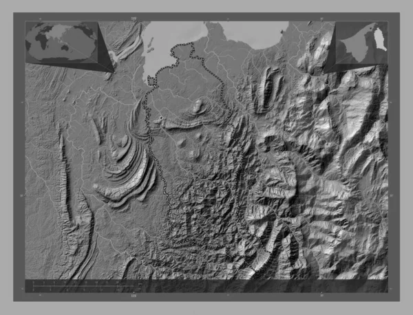 Тембуронг Район Брунею Білевелівська Карта Висот Озерами Річками Кутові Допоміжні — стокове фото