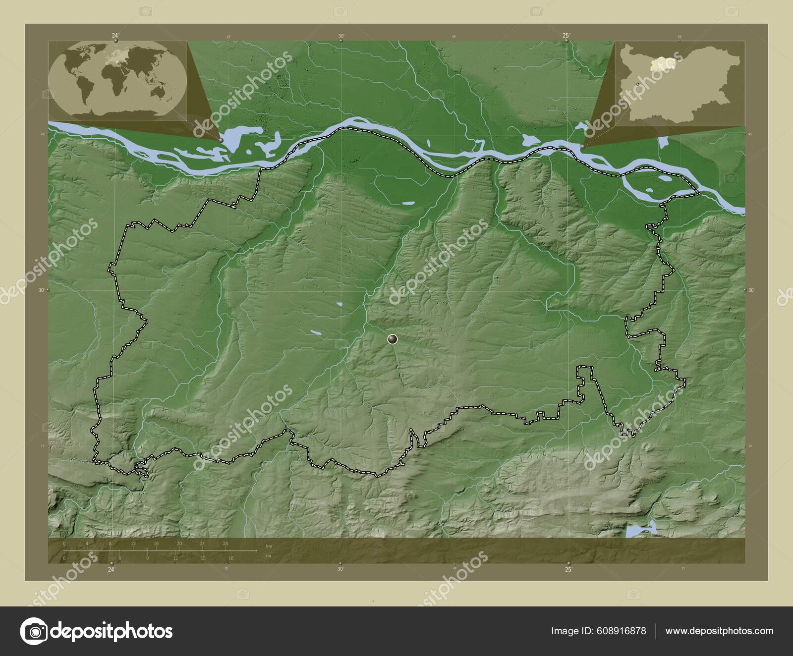 Pleven Province Bulgaria Elevation Map Colored Wiki Style Lakes Rivers
