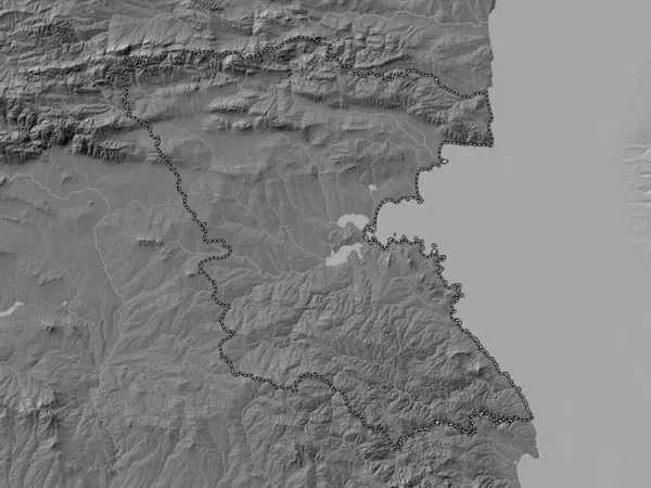 Burgas Provincia Bulgaria Mappa Dell Elevazione Bilivello Con Laghi Fiumi — Foto Stock