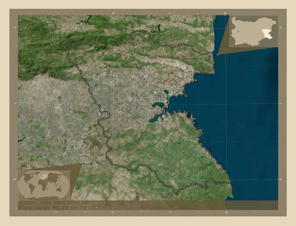 Бургас Провинция Болгарии Спутниковая Карта Высокого Разрешения Вспомогательные Карты Расположения — стоковое фото