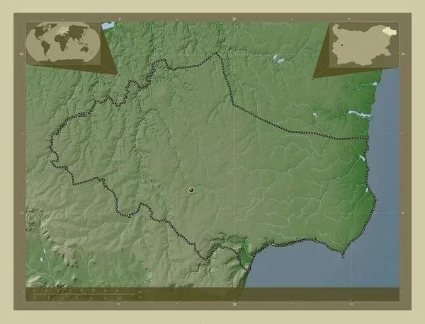 Dobrich Província Bulgária Mapa Elevação Colorido Estilo Wiki Com Lagos — Fotografia de Stock