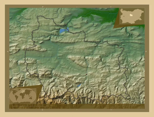 Габрово Провинция Болгарии Цветная Карта Высоты Озерами Реками Вспомогательные Карты — стоковое фото