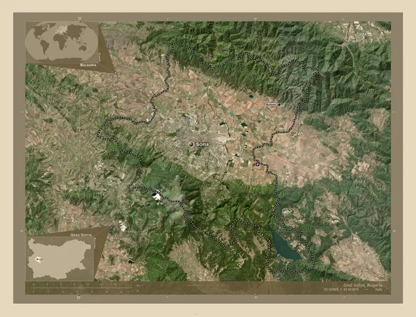 Grad Sofiya Prowincja Bułgarii Mapa Satelity Wysokiej Rozdzielczości Lokalizacje Nazwy — Zdjęcie stockowe