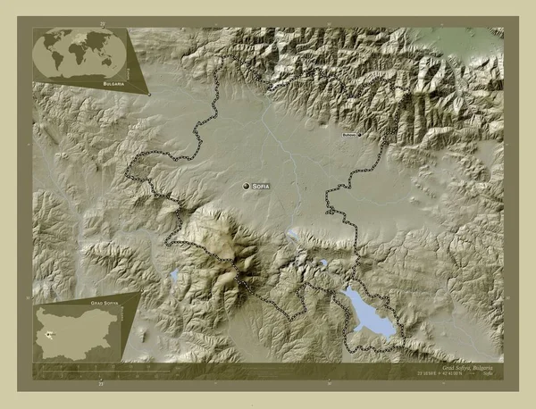 Grad Sofiya Provincie Bulharsko Zdvihová Mapa Zbarvená Stylu Wiki Jezery — Stock fotografie