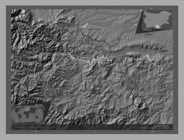 Kardzhali Επαρχία Της Βουλγαρίας Bilevel Υψομετρικός Χάρτης Λίμνες Και Ποτάμια — Φωτογραφία Αρχείου
