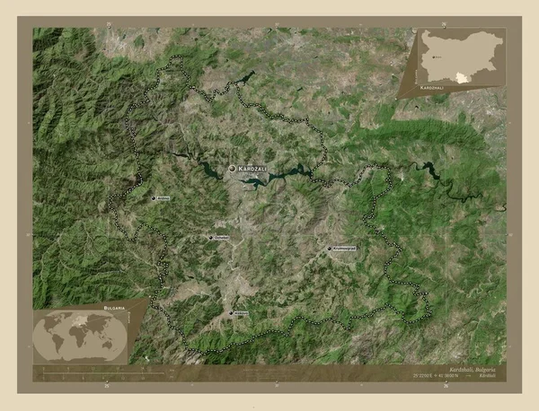 Kardzhali Província Bulgária Mapa Satélite Alta Resolução Locais Nomes Das — Fotografia de Stock