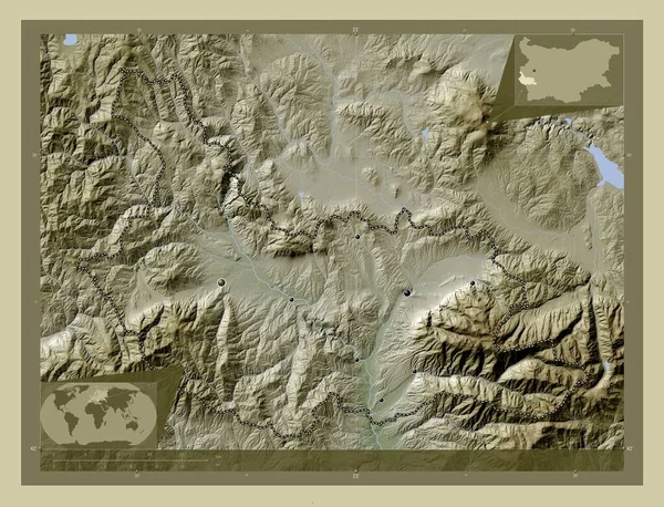 Kyustendil Provincie Bulharsko Zdvihová Mapa Zbarvená Stylu Wiki Jezery Řekami — Stock fotografie