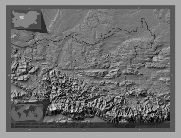 Lovech Province Bulgarie Carte Altitude Bilevel Avec Lacs Rivières Emplacements — Photo