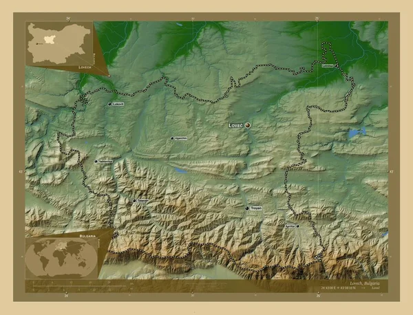 Lovech Provincie Bulharsko Barevná Mapa Jezery Řekami Umístění Názvy Velkých — Stock fotografie