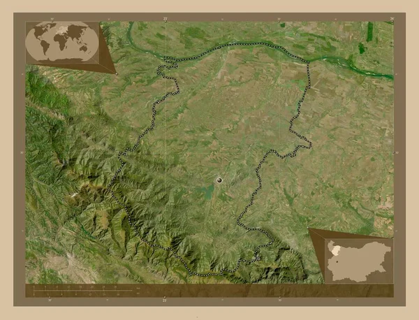 Montana Oblast Bulharska Satelitní Mapa Nízkým Rozlišením Pomocné Mapy Polohy — Stock fotografie