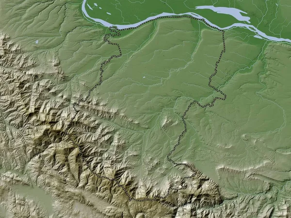 Montana Província Bulgária Mapa Elevação Colorido Estilo Wiki Com Lagos — Fotografia de Stock