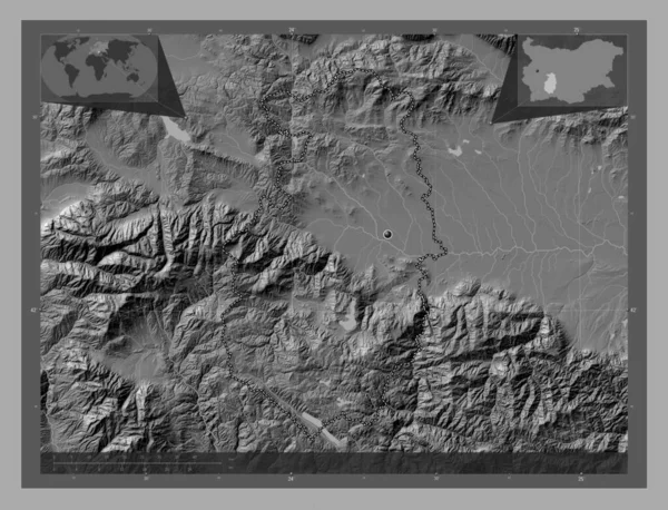Pazardzhik Provincia Bulgaria Mapa Elevación Bilevel Con Lagos Ríos Mapas — Foto de Stock